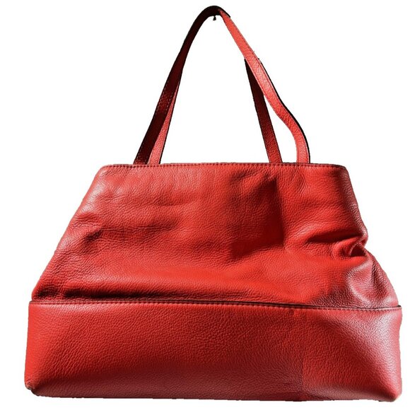 Kate Spade New York Red Pebbled Leather Tote Bag With Adjustable Bow Gold - Picture 3 of 10